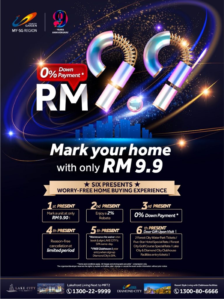 0 down payment, free maintenance fee , 2% rebate at only RM9.90. grab this best offer for best kl property